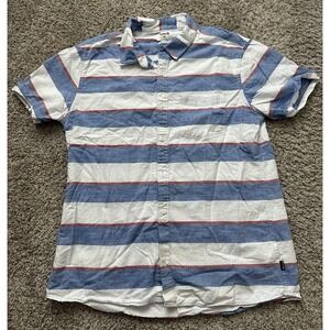 Hurley Shirt Mens‎ XL Blue White Button Up Striped Collared Tailored Fit